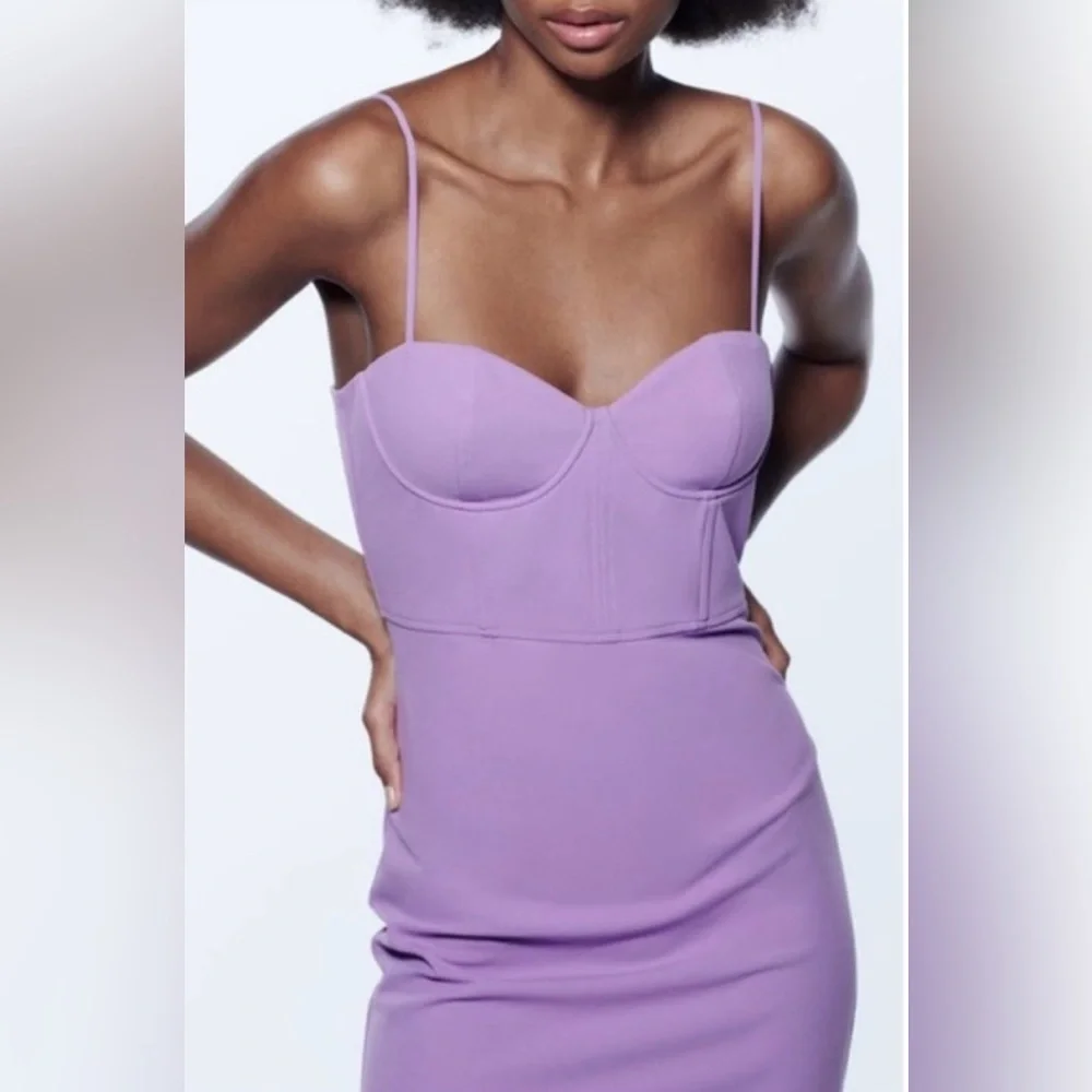 Zara Lilac Corset Midi Dress - Picture 2 of 8